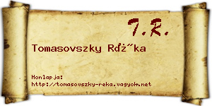 Tomasovszky Réka névjegykártya